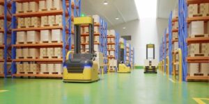 agv forklift trucks transport more with safety warehouse 3d rendering 41470 2905